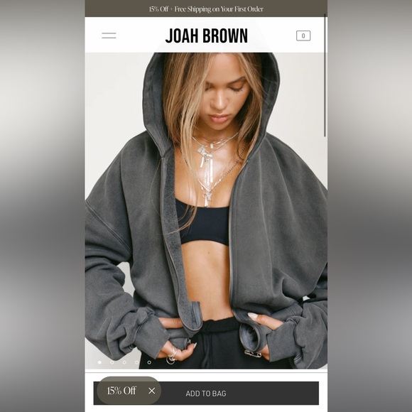 Joah Brown Jackets & Blazers - Joah Brown Empire Full Zip Hoodie Sweatshirt Jacket Cotton Grey One Size OS